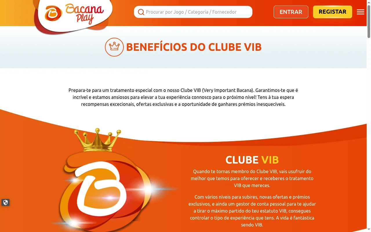 Clube VIB programa de fidelidade da BacanaPlay casino em Portugal