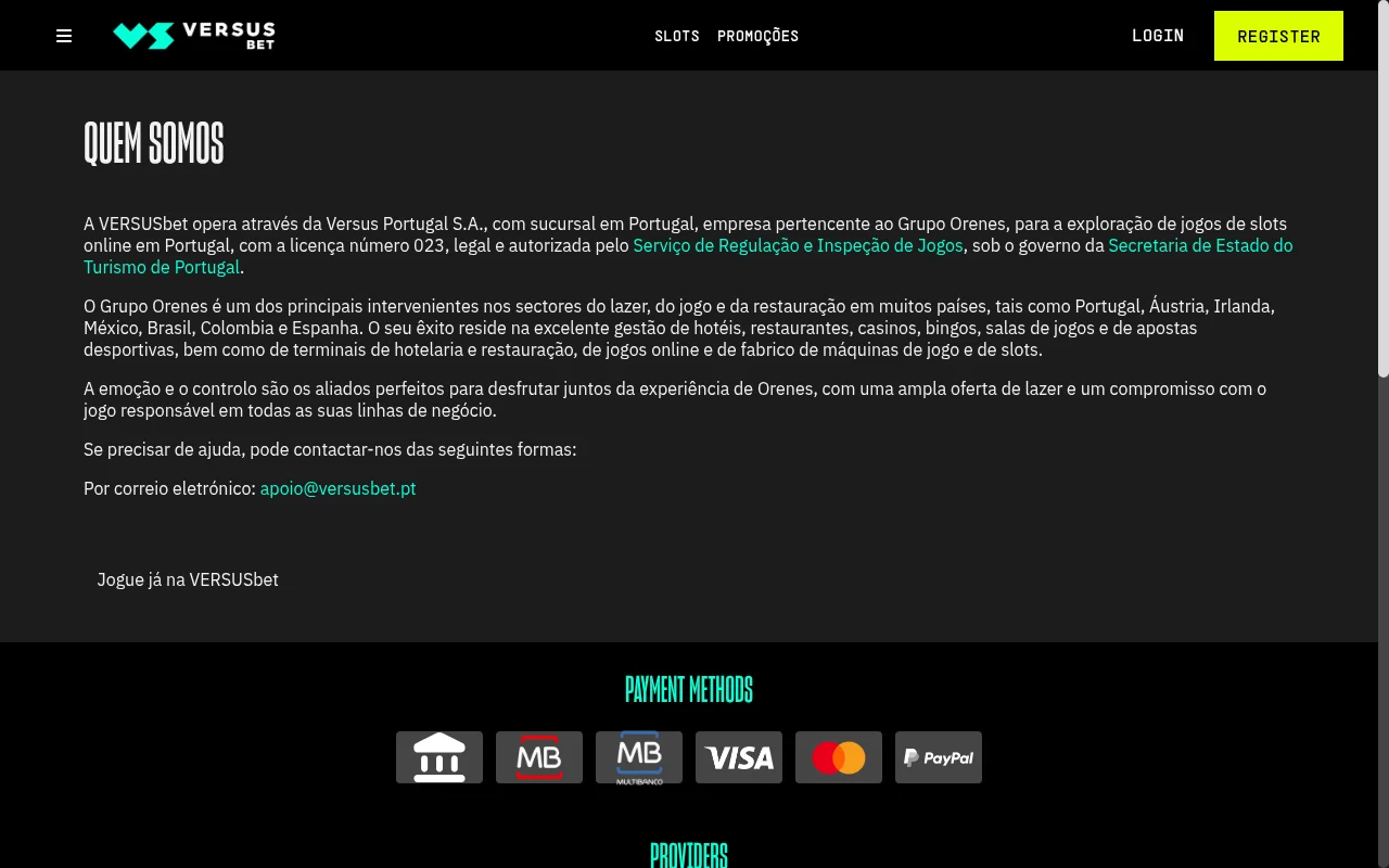 Fornecedores de jogos parceiros do casino VERSUSbet em Portugal