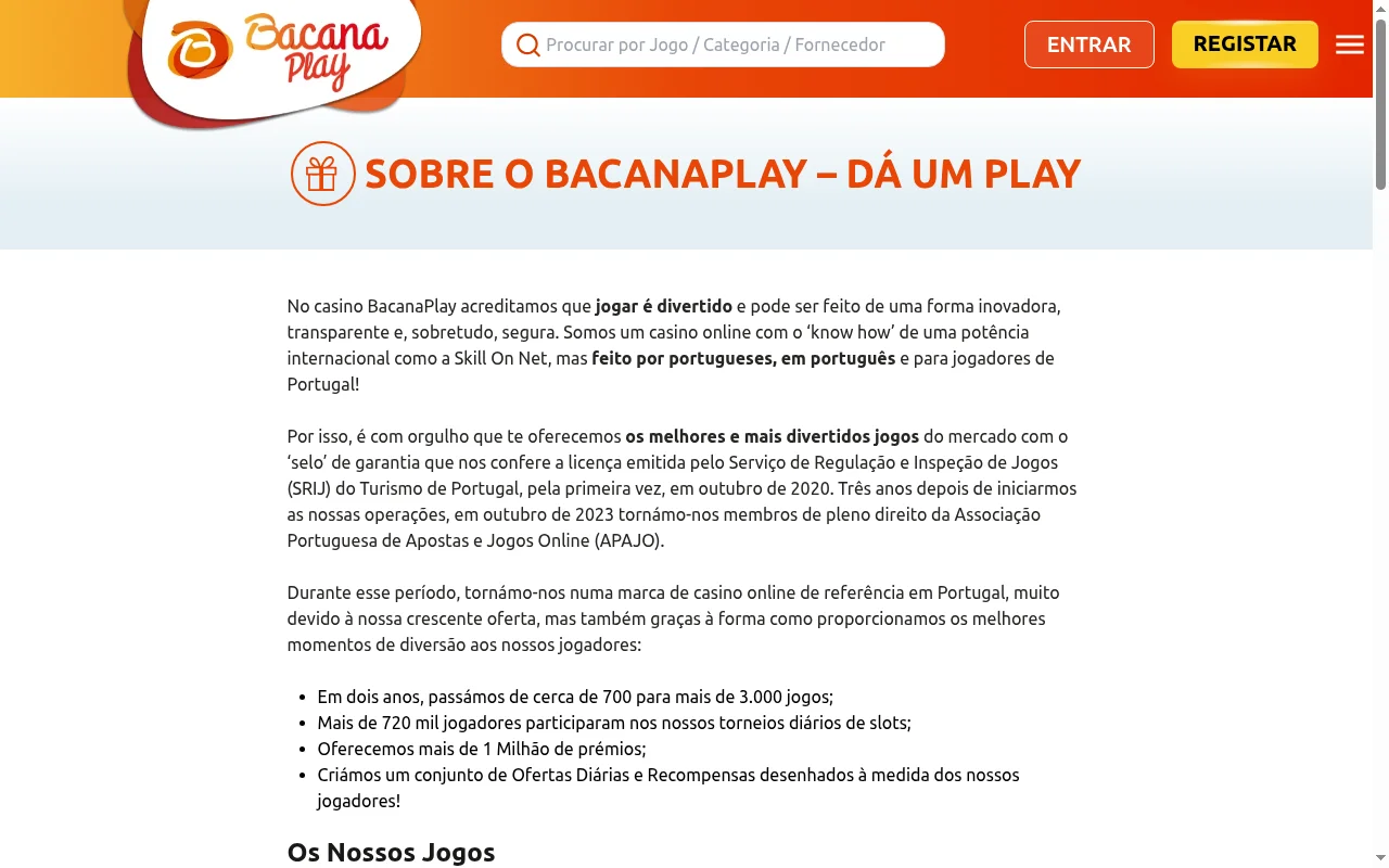 Seguranca e licenca SRIJ do casino online BacanaPlay