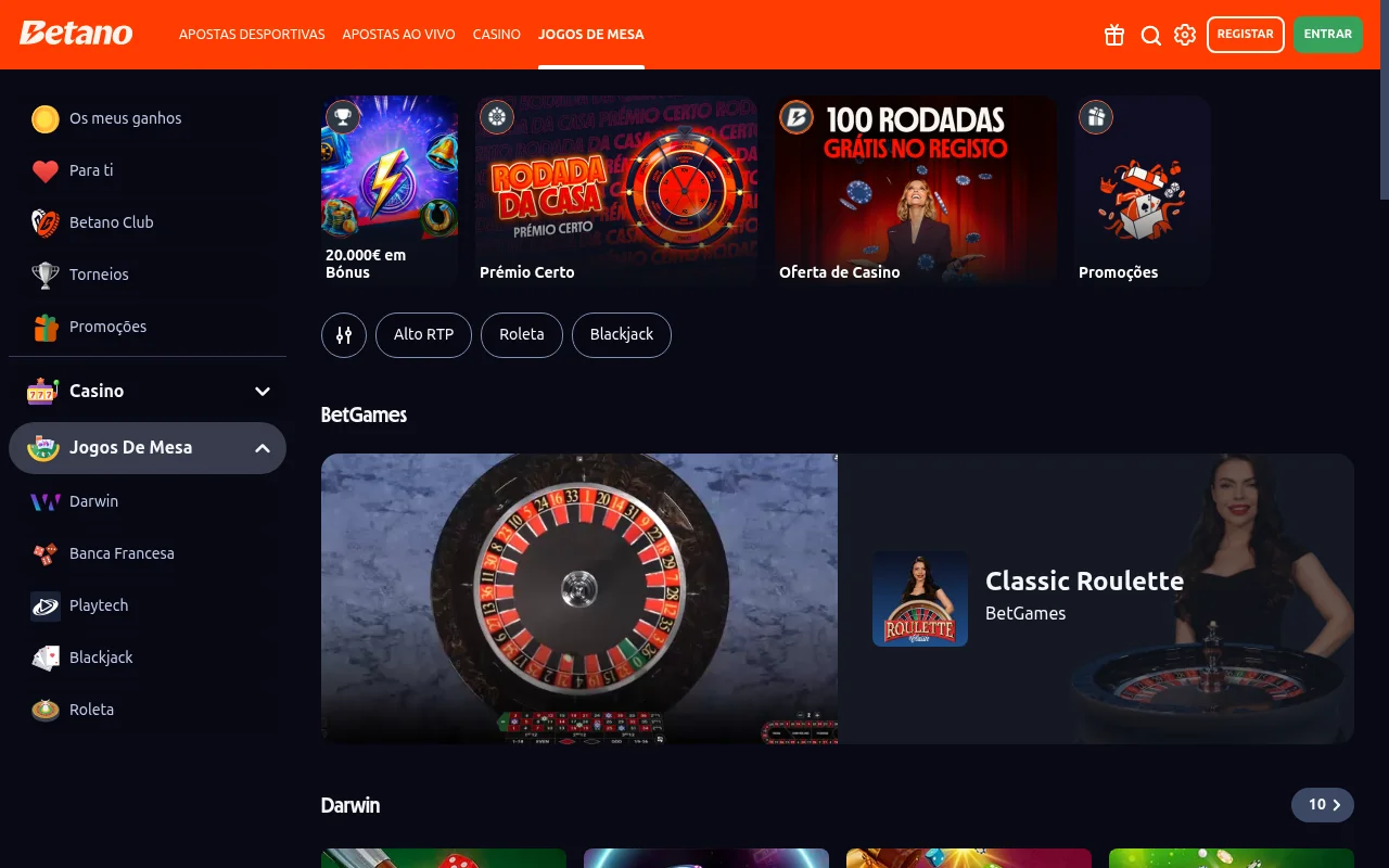 Jogos de mesa da Betano com roleta ao vivo BetGames e mesas Darwin de banca francesa
