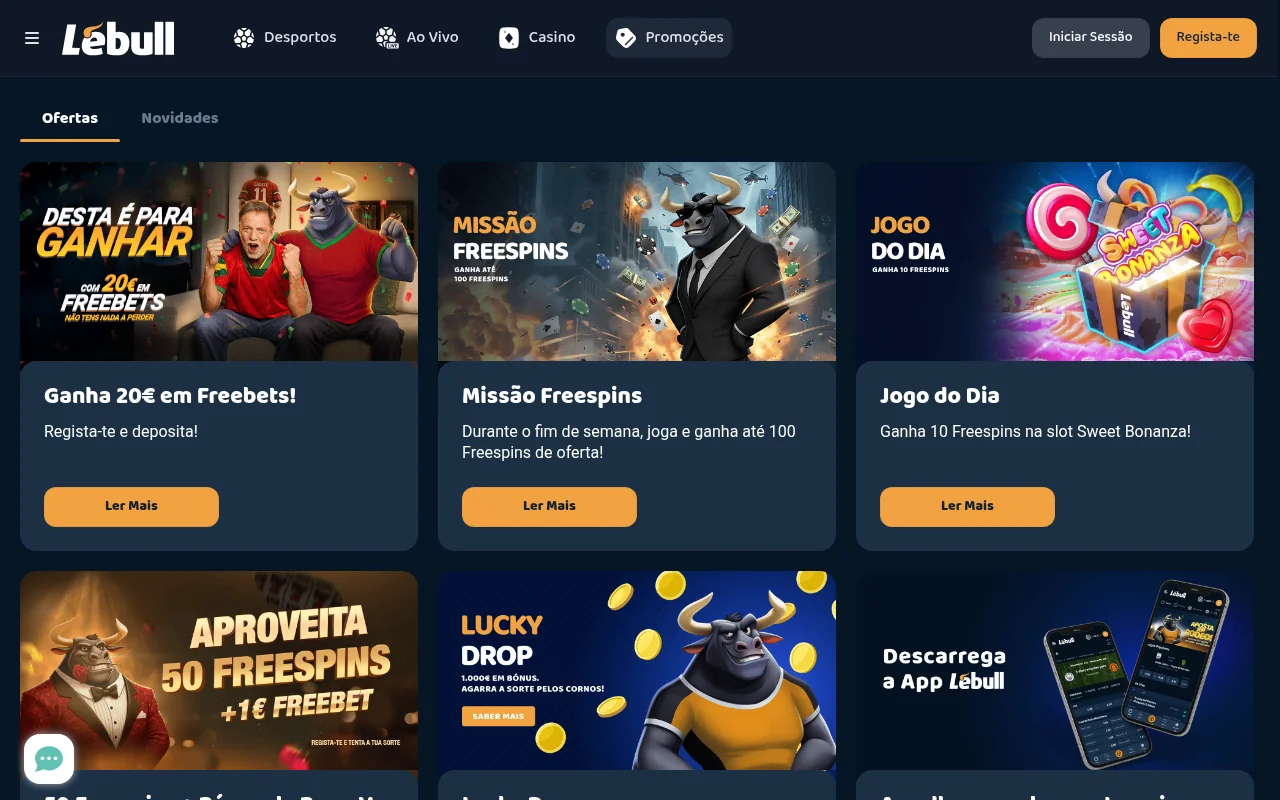 Bónus de boas-vindas e promoções da LeBull Portugal