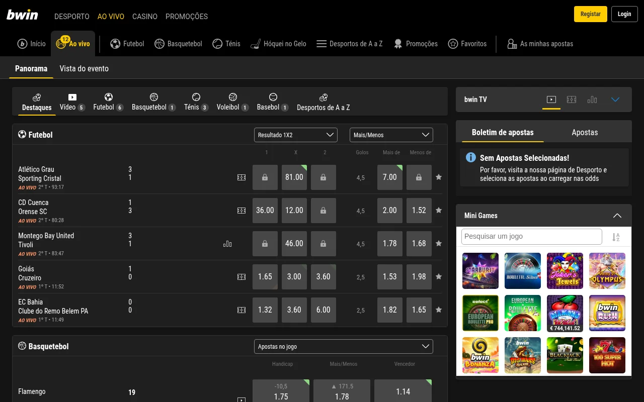 Apostas ao vivo com Bwin TV e streaming
