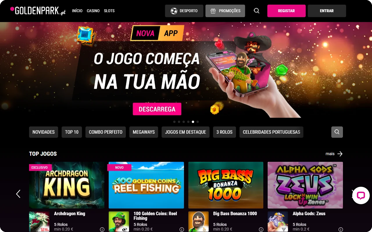 GoldenPark casino online Portugal homepage