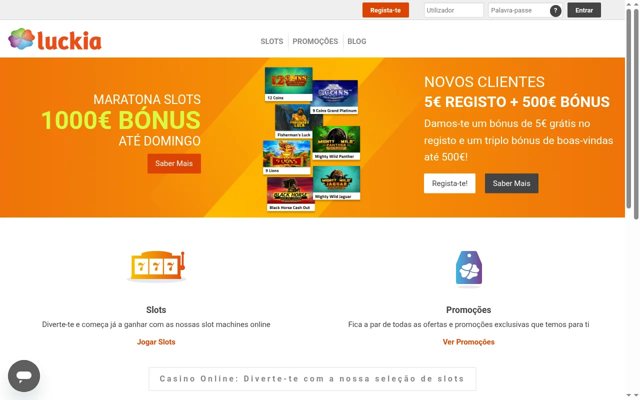 Homepage da Luckia Casino Portugal