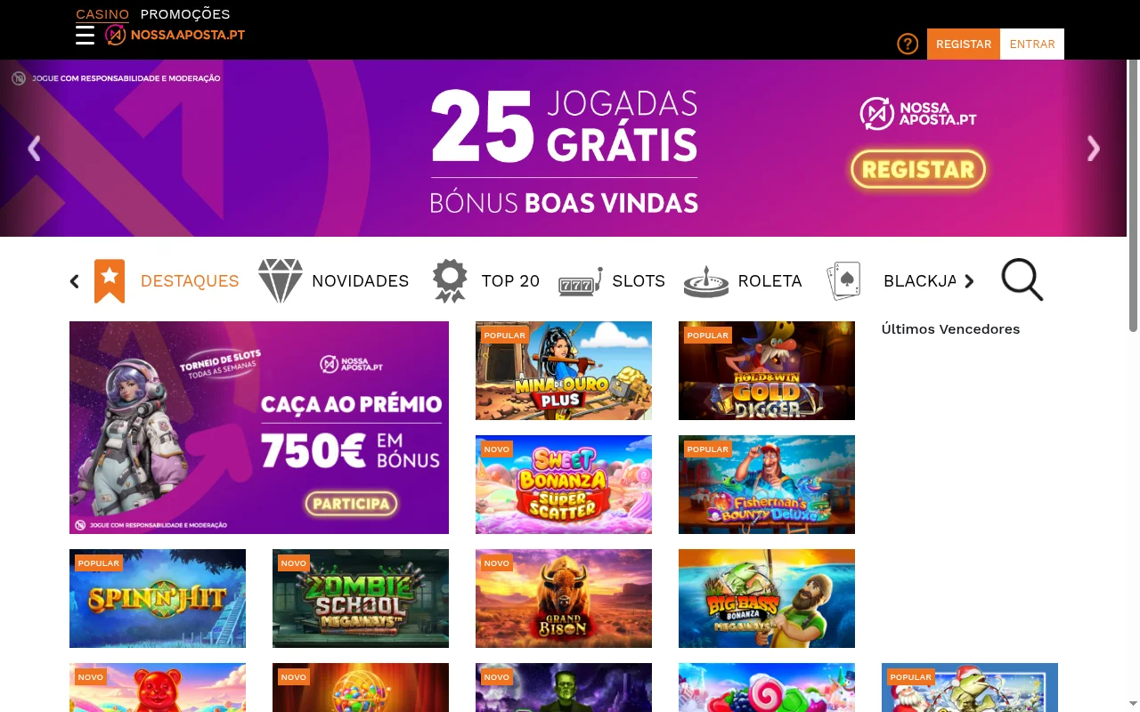 Nossa Aposta casino online Portugal secção jogos