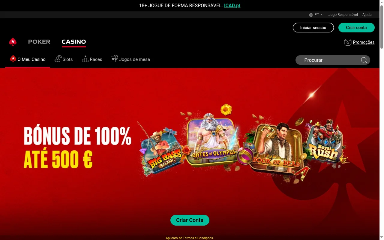 PokerStars casino online Portugal jogos disponíveis