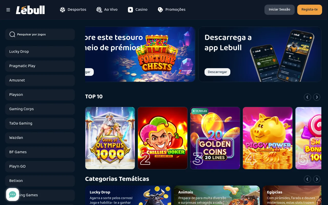 Apoio ao cliente da LeBull com live chat e email de suporte
